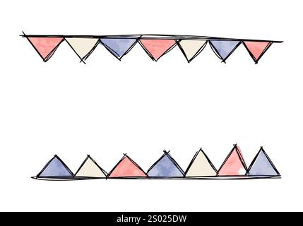 Watercolor vector frame with garland of flags. Stock Vector