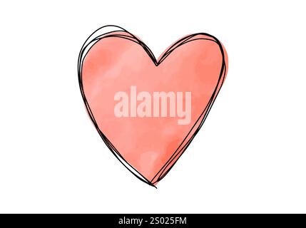 Watercolor doodle heart, vector illustration Stock Vector Image & Art ...