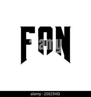 FAN letter logo design for technology company. FAN logo design black and white color combination. FAN logo, FAN vector, FAN design, FAN icon, FAN alph Stock Vector