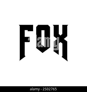 FOX letter logo design for technology company. FOX logo design black and white color combination. FOX logo, FOX vector, FOX design, FOX icon, FOX alph Stock Vector