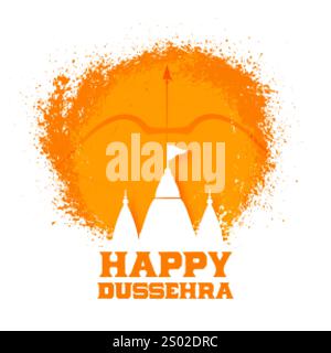 happy dussehra greeting card design with temples Stock Vector