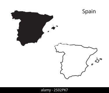 Spain map vector illustration, scribble sketch Republic Spain map, Spain map silhouette, Spain country Stock Vector