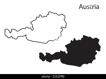 Austria map vector illustration, Austria map silhouette, Austria country Stock Vector