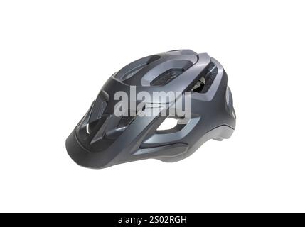 Black bicycle helmet isolated on white background. Stock Photo