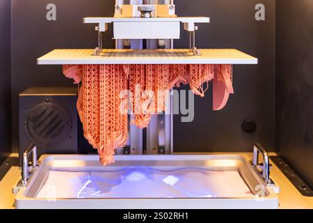 Stereolithography DPL 3d printer create small detail and liquid drips Stock Photo