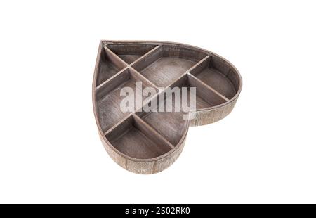 wooden heart shelf isolated on white background Stock Photo