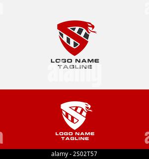 snake shield logo design vector Stock Vector
