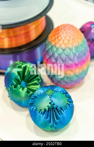 Printing 3D printer gear printed model plastic Stock Photo