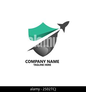 shiled plane logo design vector Stock Vector