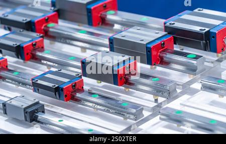 high quality and precision linear ball bearing guide of machine for industrial work Stock Photo