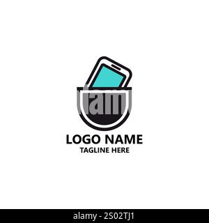 pocket gadget logo design vector Stock Vector