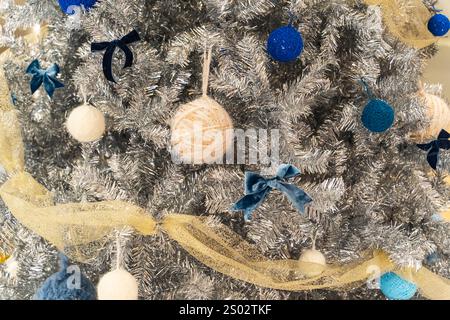 various christmas decorations on the christmas tree Stock Photo