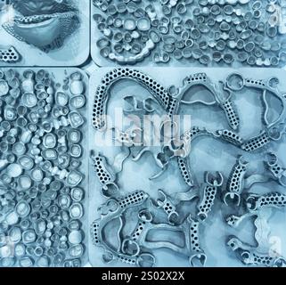 Tooth dental crowns created on 3d printer for metal Stock Photo