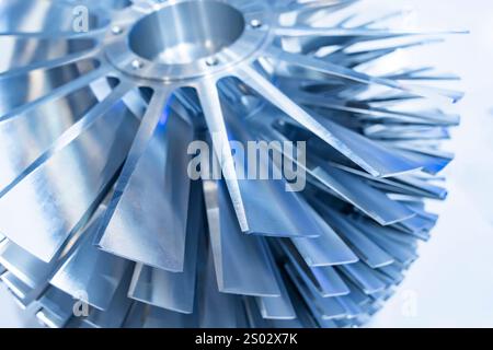 Abstract background of Rotor turbine with several Turbine blades Stock Photo