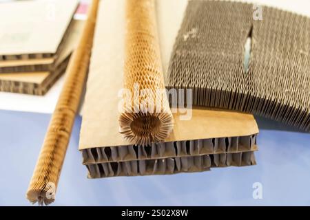 Roll of brown corrugated cardboard Stock Photo
