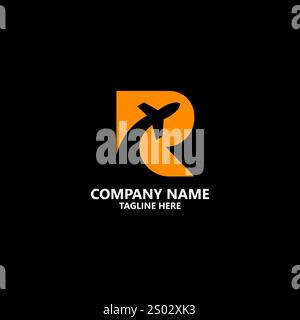 letter R plane logo design vector Stock Vector