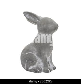 cute cement rabbit statue for decorate isolated on white background Stock Photo