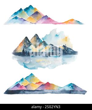 Watercolor painting of a mountain Stock Vector