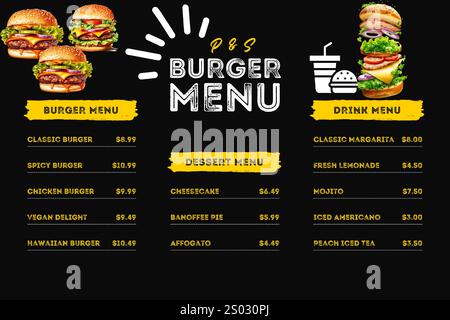 Restaurant food menu poster design template Stock Vector