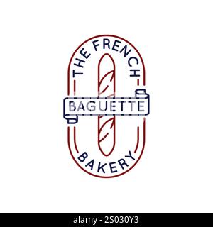 Simple Logo with Baguette the French Bakery icon Stock Vector