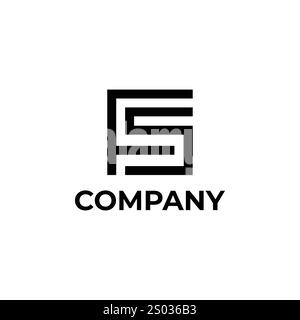 Modern Trendy Minimal Monogram FS and SF F or S Square Shaped Business Brands Initial Based letter Icon Logo Stock Vector