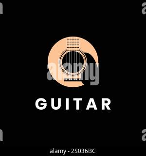 guitar acoustic music sign symbol logo design Stock Vector