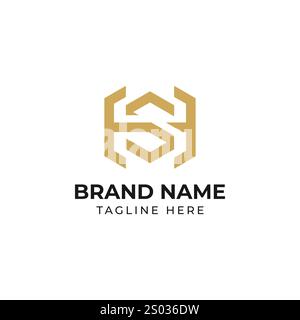 Initials Letter HS Logo Template. Monogram SH Symbol Vector. Stock Vector