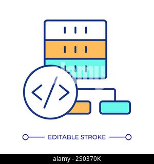More developer control RGB color icon. Coding symbol with data service. Choosing current information for research. Isolated vector illustration. Simpl Stock Vector