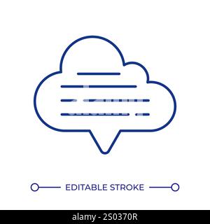 Data cloud with text strokes RGB color icon. Information share in virtual storage. Communication technology development. Isolated vector illustration. Stock Vector