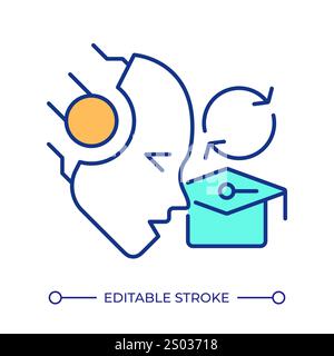 Self supervised learning RGB color icon. Generative AI system progress. Automatic technology of data training. RAG. Isolated vector illustration. Simp Stock Vector