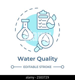 Water quality soft blue concept icon. Laboratory research of liquids properties. Scientific testing methods. Round shape line illustration. Abstract i Stock Vector