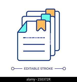 Documented based chunking RGB color icon. Dividing data into uniformly sized segments. RAG services for business. Isolated vector illustration. Simple Stock Vector