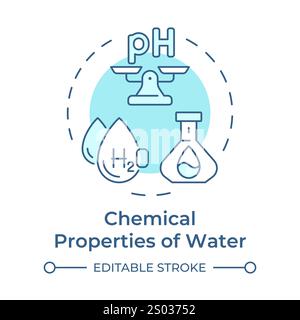 Chemical properties of water soft blue concept icon. Determine liquid suitability for usage. Quality control. Round shape line illustration. Abstract Stock Vector