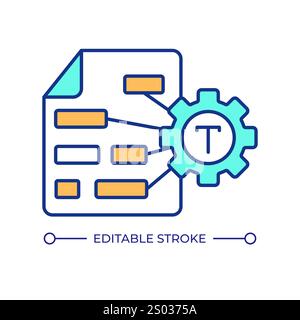 Text recognition AI system RGB color icon. Word embedding machine learning. Content semantic relationships analysis. Isolated vector illustration. Sim Stock Vector