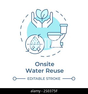 Onsite water reuse soft blue concept icon. Wastewater processing and recycling. Liquid treatment process. Round shape line illustration. Abstract idea Stock Vector