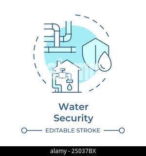 Water security soft blue concept icon. Additional source for shortages. Benefit of liquid recycling. Round shape line illustration. Abstract idea. Gra Stock Vector