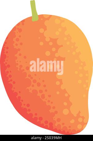Fruit mango in flat hand drawn style illustration. Tropical fruit and graphic design element. Ingredients color cliparts. Sketch style ingredient. Iso Stock Vector