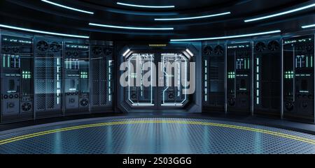 Supercomputer or quantum computer indoors Stock Photo