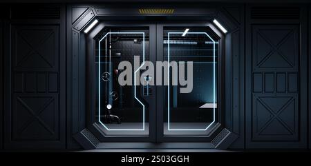 Spaceship airlock sliding door gateway Stock Photo