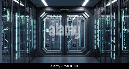 Supercomputer or quantum computer indoors Stock Photo