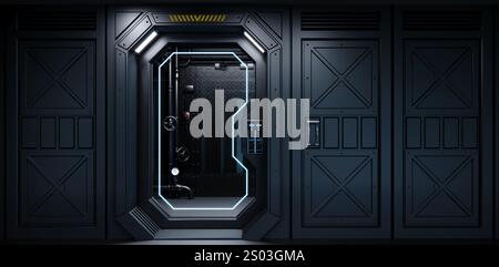 Spaceship airlock sliding door gateway Stock Photo