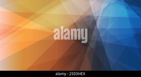 Red, Brown and Blue 3D Glowing Triangle Shaped Translucent Overlaying Planes, Colorful Geometric Shapes Pattern, Abstract Futuristic Vector Background Stock Vector