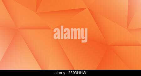 Orange 3D Glowing Triangles, Lit Geometric Shapes Pattern, Abstract Futuristic Vector Background, Texture Design, Template Stock Vector