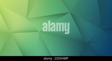 Green and Blue 3D Glowing Triangles, Modern Style Glowing Geometric Shapes Pattern, Abstract Futuristic Creative Vector Background, Texture Design, Ve Stock Vector