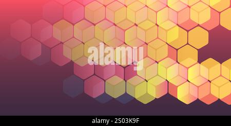 Colorful Abstract 3D Translucent Overlapped Cubes Pattern, Modern Style Hexagonal Layers Texture - Editable Abstract Background Design, Creative Vecto Stock Vector