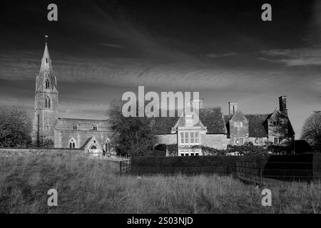 All Saints Church and Pilton Manor, Pilton village, Northamptonshire, England, UK Stock Photo