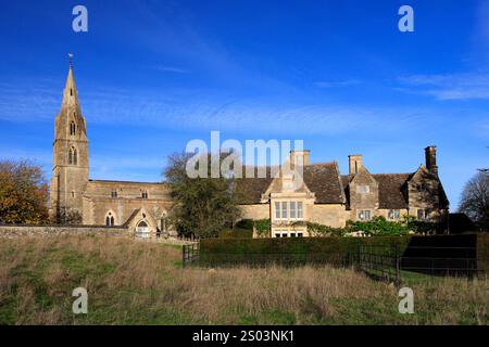 All Saints Church and Pilton Manor, Pilton village, Northamptonshire, England, UK Stock Photo