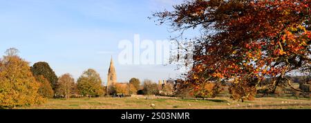 All Saints Church and Pilton Manor, Pilton village, Northamptonshire, England, UK Stock Photo