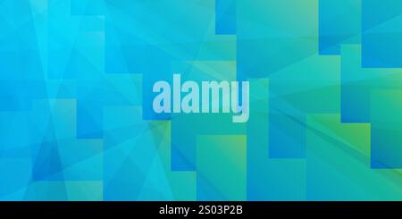 Simple Overlapping Rectangular Frames of Various Sizes, Colored in Shades of Green and Blue - Geometric Shapes Pattern, Gradient Texture on Wide Scale Stock Vector