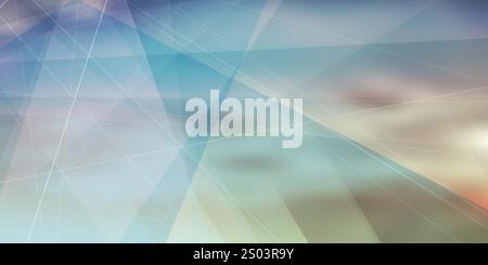 Brown and Light Blue Modern Style Triangle Shaped Translucent Overlaying Planes,Geometric Shapes Pattern, Broken Glass Effect, Abstract Futuristic Wid Stock Vector